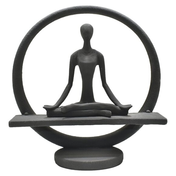 Adam & Friends Home Decor Yoga Meditation Circle Sculpture | 1-Piece | Black - Picture 1 of 6